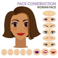 constructor de rostro de mujer. vector