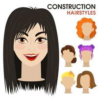 constructor de rostro de mujer. vector