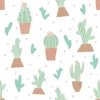 Cute cactus seamless pattern vector