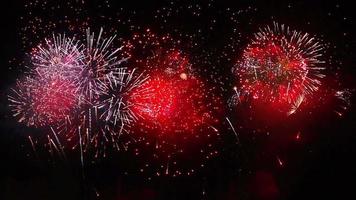 Fuegos artificiales emocionantes con imágenes de sonido. video