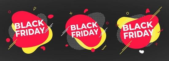 3 Black friday poster or banner design template vector illustration.