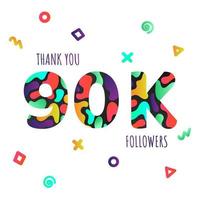 Thank you 90000 followers numbers postcard. vector