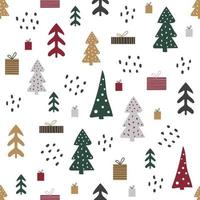 Cartoon seamless pattern with houses and trees, Christmas mood. vector