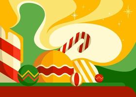 Banner with candle and christmas decorations. vector