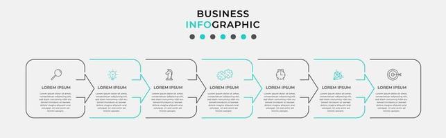 Plantilla de diseño infográfico con iconos y 7 opciones o pasos. vector