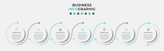 Plantilla de diseño infográfico con iconos y 7 opciones o pasos. vector