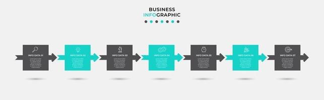 Plantilla de diseño infográfico con iconos y 7 opciones o pasos. vector