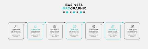 Plantilla de diseño infográfico con iconos y 7 opciones o pasos. vector