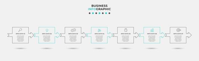 Plantilla de diseño infográfico con iconos y 7 opciones o pasos. vector