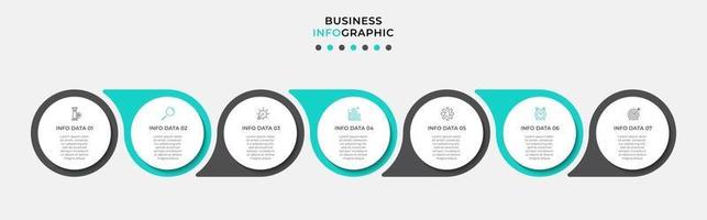 Plantilla de diseño infográfico con iconos y 7 opciones o pasos. vector