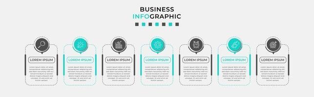 Plantilla de diseño infográfico con iconos y 7 opciones o pasos. vector