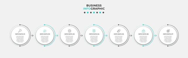 Plantilla de diseño infográfico con iconos y 7 opciones o pasos. vector