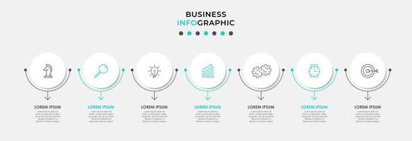 Plantilla de diseño infográfico con iconos y 7 opciones o pasos. vector