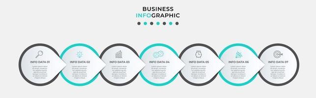 Plantilla de diseño infográfico con iconos y 7 opciones o pasos. vector