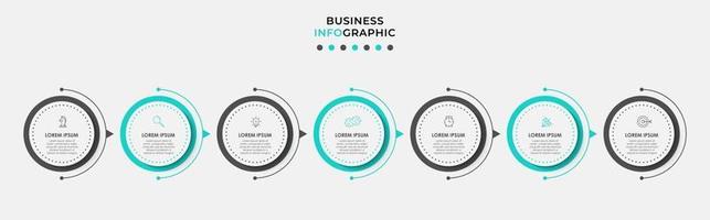 Plantilla de diseño infográfico con iconos y 7 opciones o pasos. vector