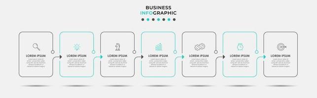 Plantilla de diseño infográfico con iconos y 7 opciones o pasos. vector