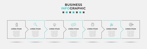 Plantilla de diseño infográfico con iconos y 7 opciones o pasos. vector