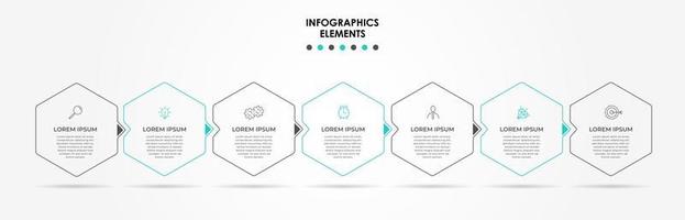 Infographic design template with icons and 7 options or steps vector