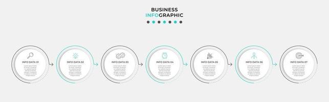 Plantilla de diseño infográfico con iconos y 7 opciones o pasos. vector