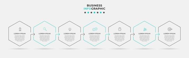 Plantilla de diseño infográfico con iconos y 7 opciones o pasos. vector