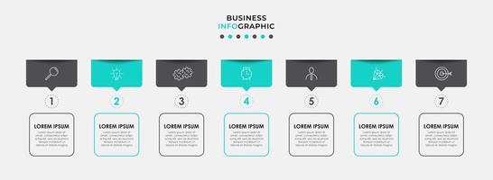 Plantilla de diseño infográfico con iconos y 7 opciones o pasos. vector