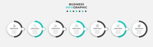 Plantilla de diseño infográfico con iconos y 7 opciones o pasos. vector