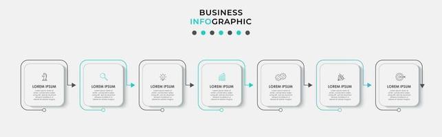 Plantilla de diseño infográfico con iconos y 7 opciones o pasos. vector