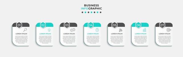 Plantilla de diseño infográfico con iconos y 7 opciones o pasos. vector