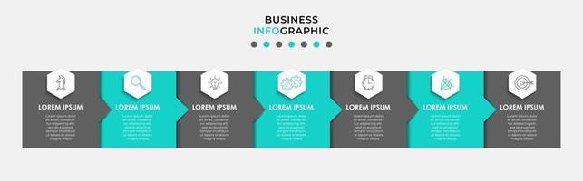 Plantilla de diseño infográfico con iconos y 7 opciones o pasos. vector