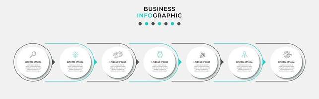 Plantilla de diseño infográfico con iconos y 7 opciones o pasos. vector