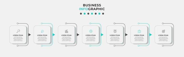 Plantilla de diseño infográfico con iconos y 7 opciones o pasos. vector