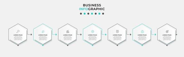 Plantilla de diseño infográfico con iconos y 7 opciones o pasos. vector