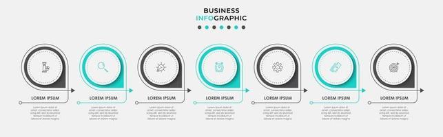 Plantilla de diseño infográfico con iconos y 7 opciones o pasos. vector