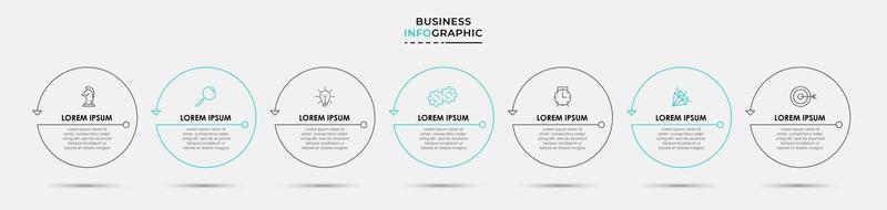Infographic design template with icons and 7 options or steps vector