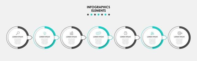 Plantilla de diseño infográfico con iconos y 7 opciones o pasos. vector