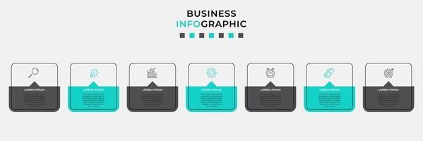 Plantilla de diseño infográfico con iconos y 7 opciones o pasos. vector