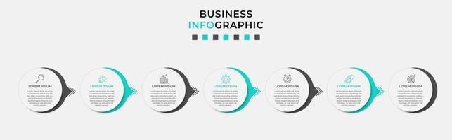 Plantilla de diseño infográfico con iconos y 7 opciones o pasos. vector