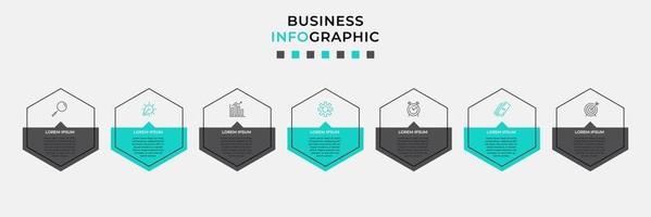 Plantilla de diseño infográfico con iconos y 7 opciones o pasos. vector