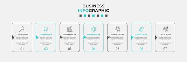 Plantilla de diseño infográfico con iconos y 7 opciones o pasos. vector