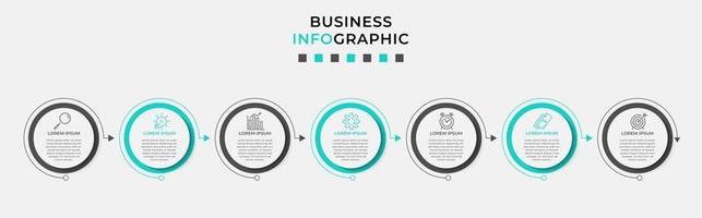 Plantilla de diseño infográfico con iconos y 7 opciones o pasos. vector