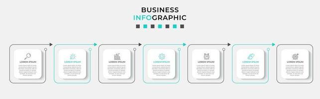 Plantilla de diseño infográfico con iconos y 7 opciones o pasos. vector