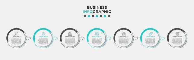 Plantilla de diseño infográfico con iconos y 7 opciones o pasos. vector