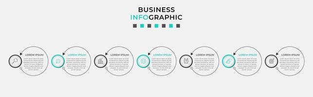 Plantilla de diseño infográfico con iconos y 7 opciones o pasos. vector