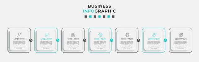 Plantilla de diseño infográfico con iconos y 7 opciones o pasos. vector