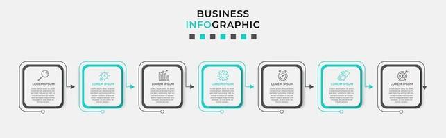 Plantilla de diseño infográfico con iconos y 7 opciones o pasos. vector