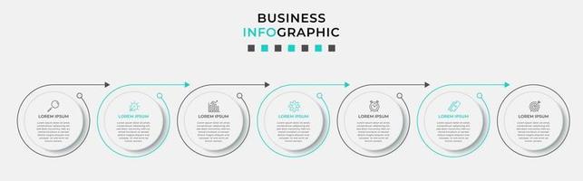 Plantilla de diseño infográfico con iconos y 7 opciones o pasos. vector