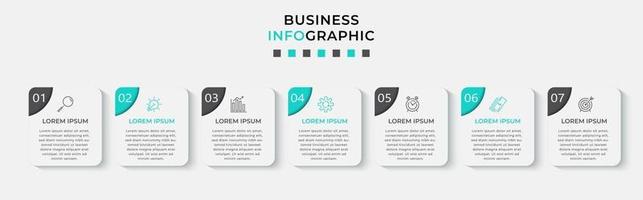 Plantilla de diseño infográfico con iconos y 7 opciones o pasos. vector