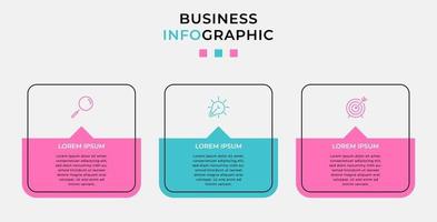 Plantilla de negocio de diseño infográfico con iconos y 3 opciones o pasos. vector