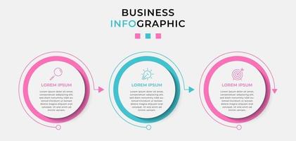 Plantilla de negocio de diseño infográfico con iconos y 3 opciones o pasos. vector