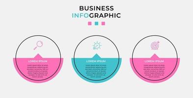 Plantilla de negocio de diseño infográfico con iconos y 3 opciones o pasos. vector